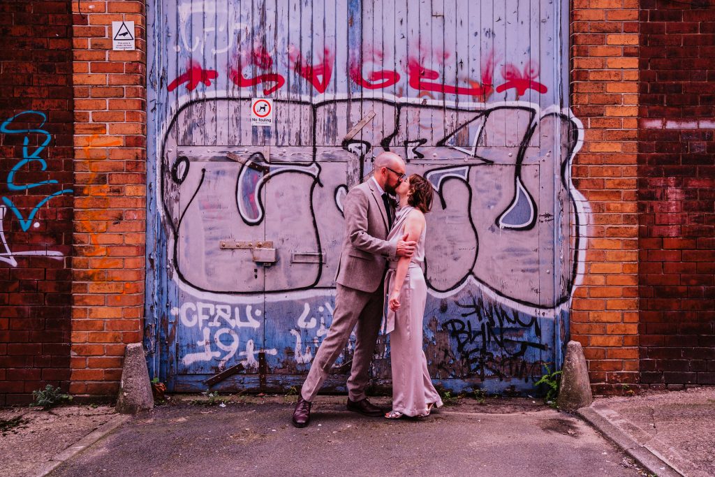 wedding photographer sheffield with graffiti